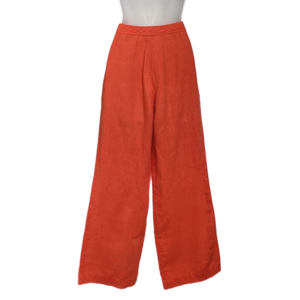 Mara Hoffman Rust Orange Straight Leg Linen Pants - Picture 4 of 7
